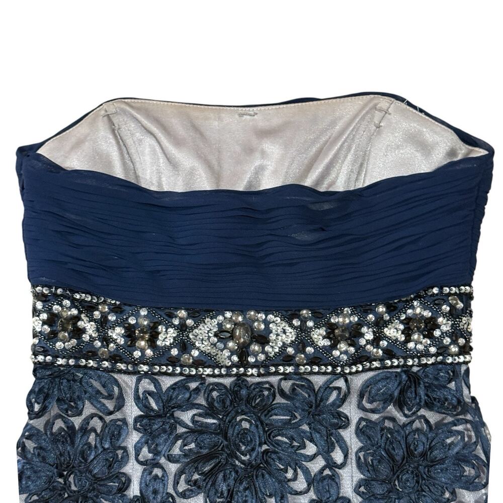 Sue Wong Nocturne Strapless Sweetheart Navy Beaded Lace Cocktail Mini Dress 2 - Picture 7 of 13